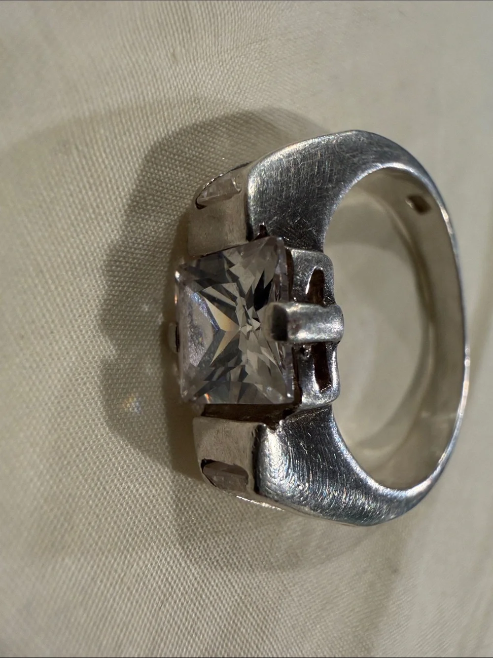 925 Silver-Princess Cut Cubic Zirconia Ring - Clear
